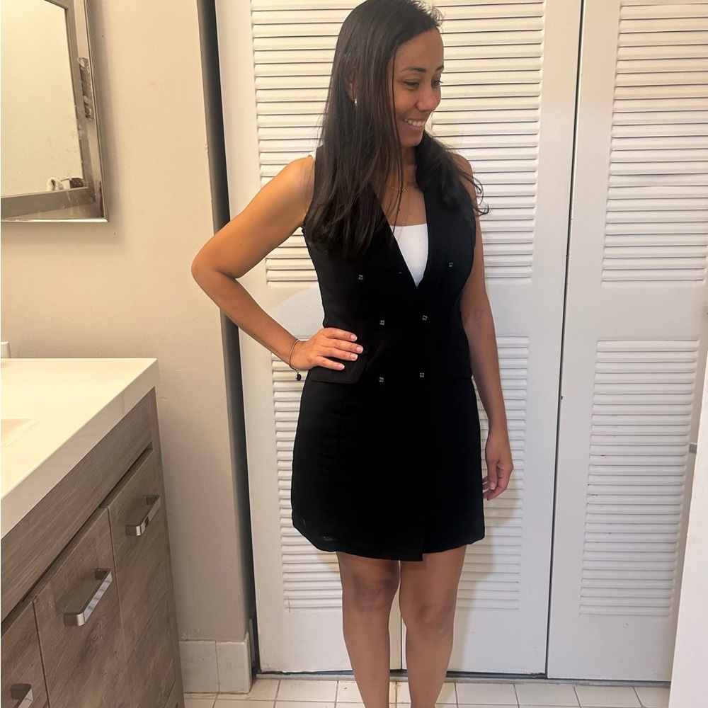 Black button down mini dress - Size M